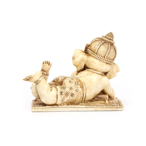 Cultured Marble Ganesha Reclining Position Statue